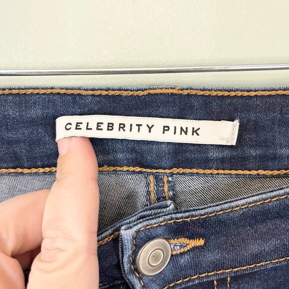 Celebrity Pink Blue Denim Stretch Distressed Button Skinny Ankle Jeans Size 13 - Picture 9 of 10